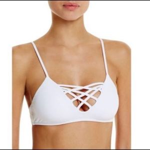 Lspace white criss cross bikini top